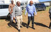 01 - Minister Senzo Mchunu arriving at the community engagement in Ladysmith at Emathendeni Sports Field